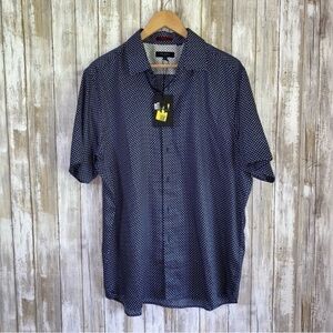 New With Tag Ted Baker Navy Geometric Print Button Down Shirt